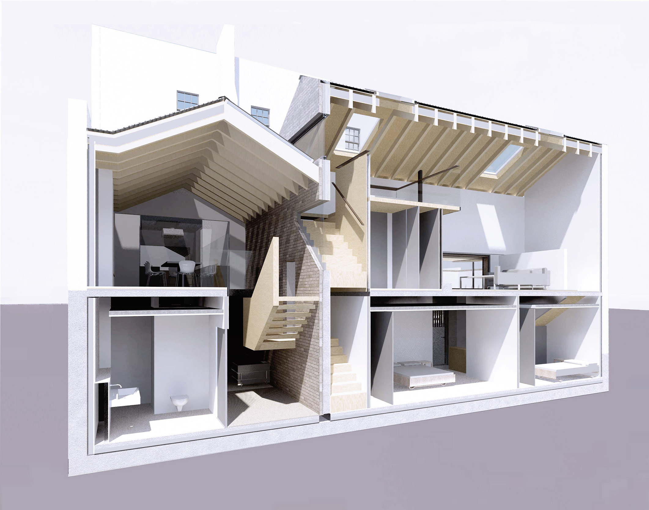 Hidden House Chelsea Knightsbridge LTS Architects sectional perspective