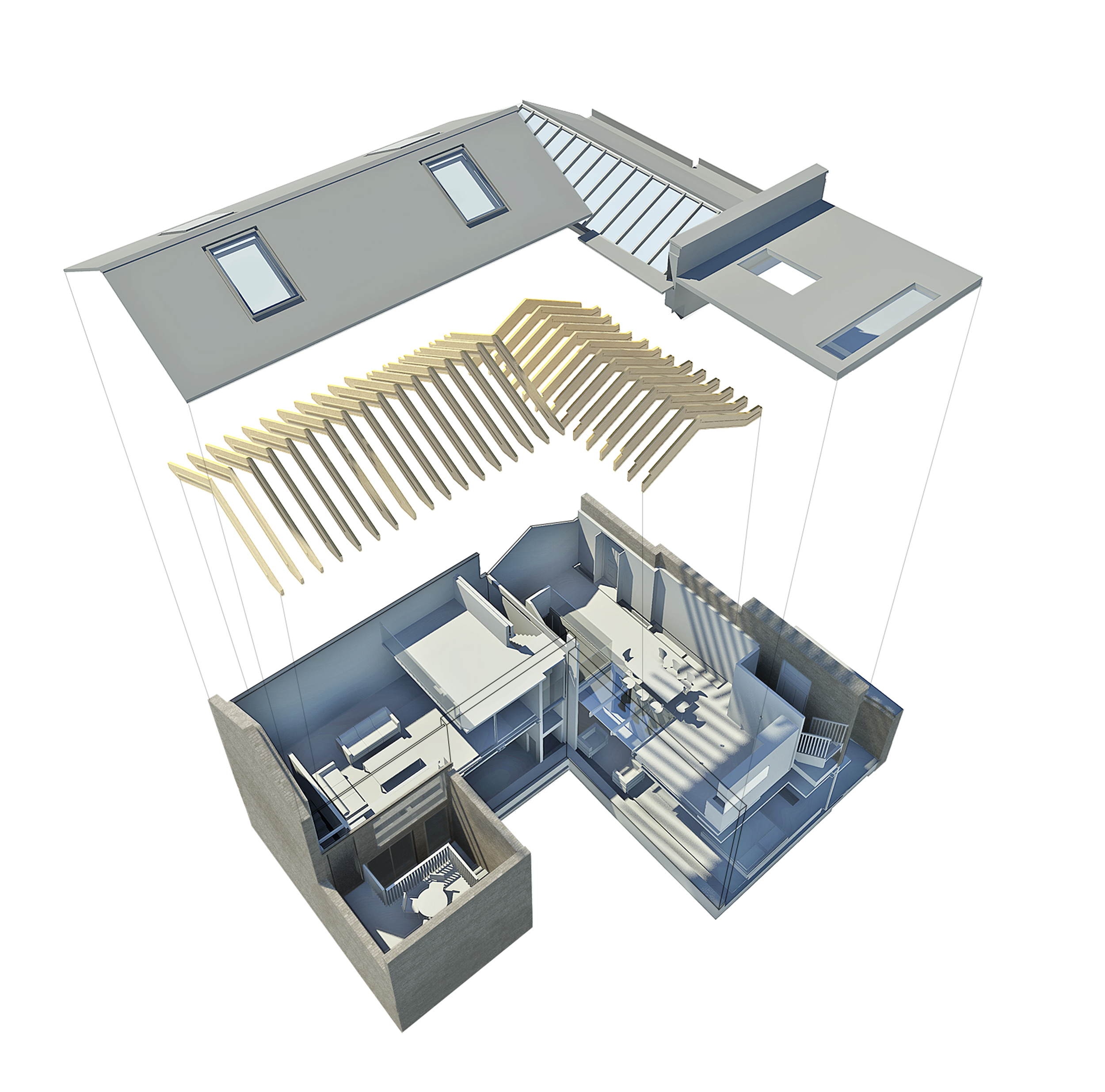 Hidden House Chelsea Knightsbridge LTS Architects exploded isometric